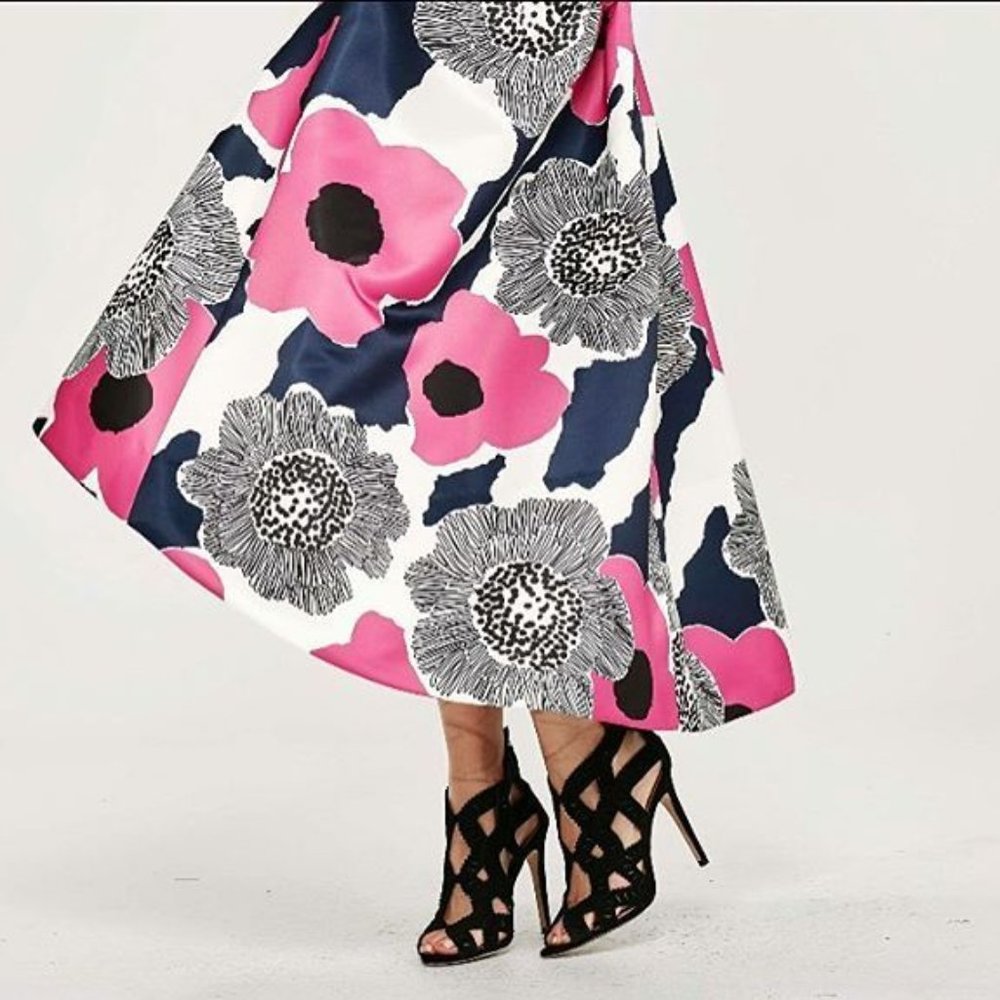TRELISE COOPER Sunflower Soul Floral Kitty Hi Low Midi Skirt - Picture 3 of 10